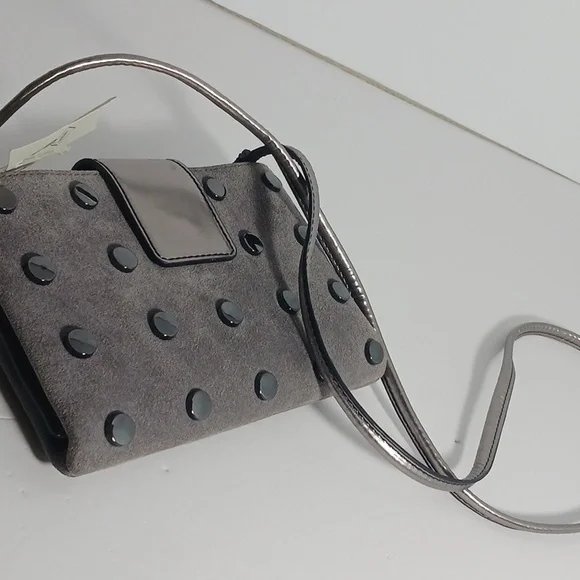 Fossil Maisie Tab Leather Crossbody Pewter Bag Gray Silver - Picture 1 of 7